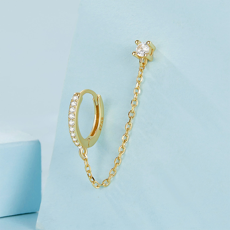 ゴールドチェーンフープピアス image number 3