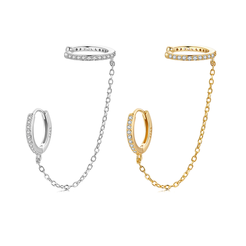 チェーンスレッダーフープピアス image number 1