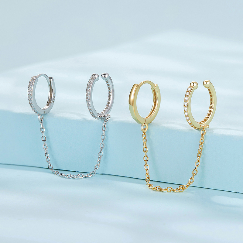 チェーンスレッダーフープピアス image number 2