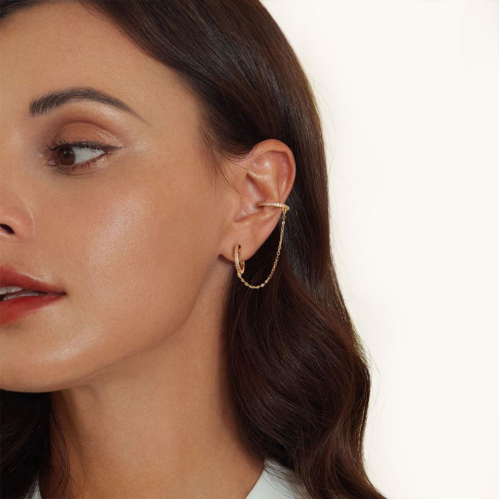 チェーンスレッダーフープピアス image number 4