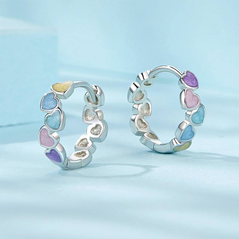マルチカラーハートフープピアス image number 1