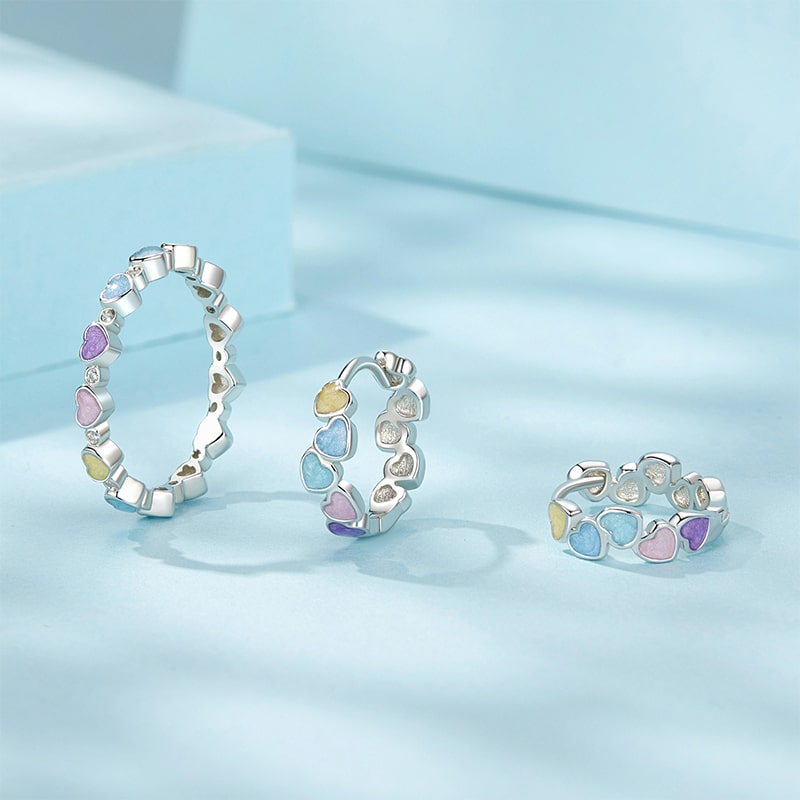 マルチカラーハートフープピアス image number 2