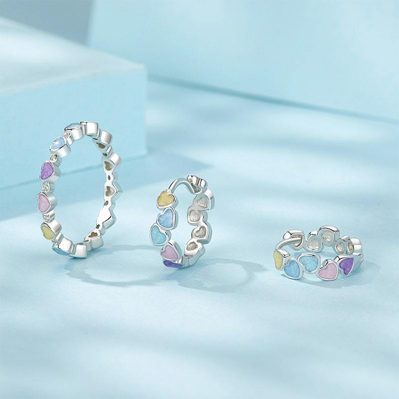 マルチカラーハートフープピアス image number 2