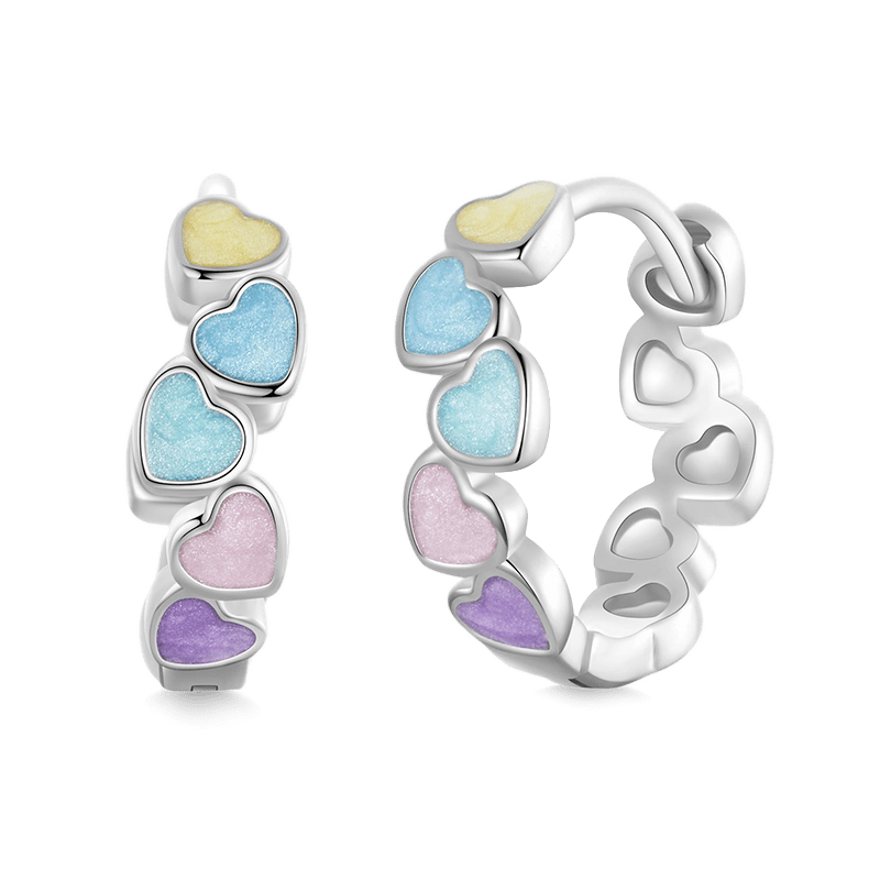 マルチカラーハートフープピアス image number 0