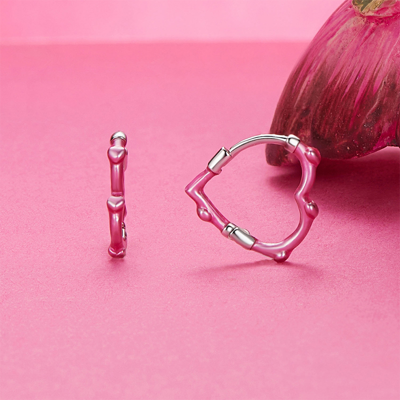 ピンクハートフープピアス image number 1