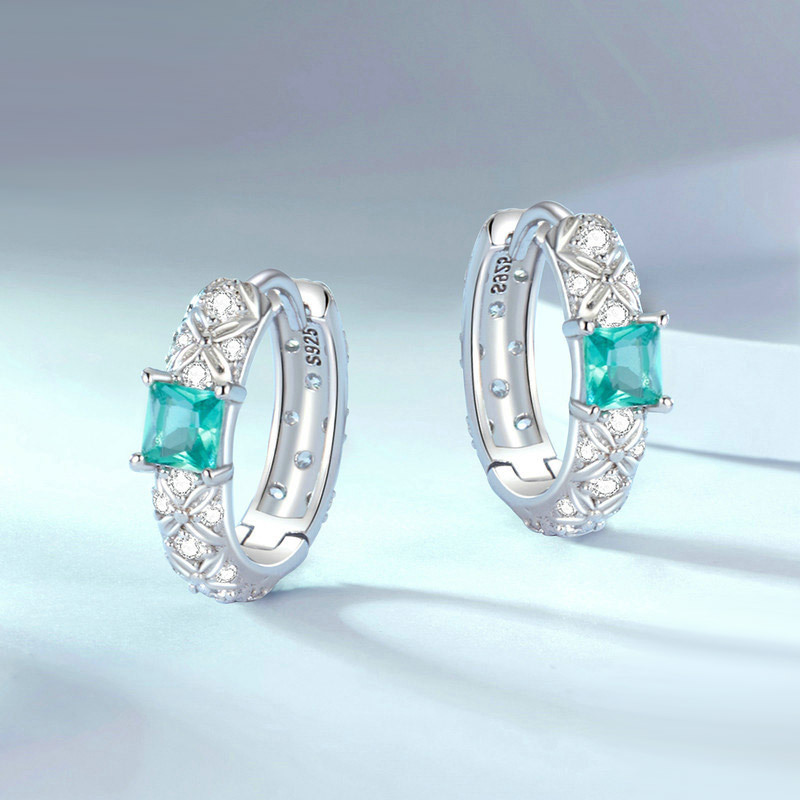 グリーンアーガイルフープピアス image number 1