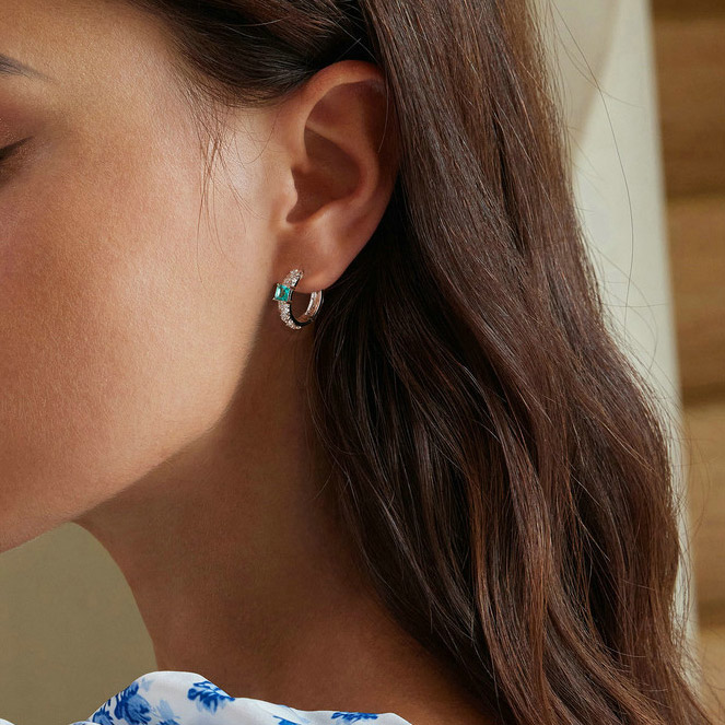 グリーンアーガイルフープピアス image number 4