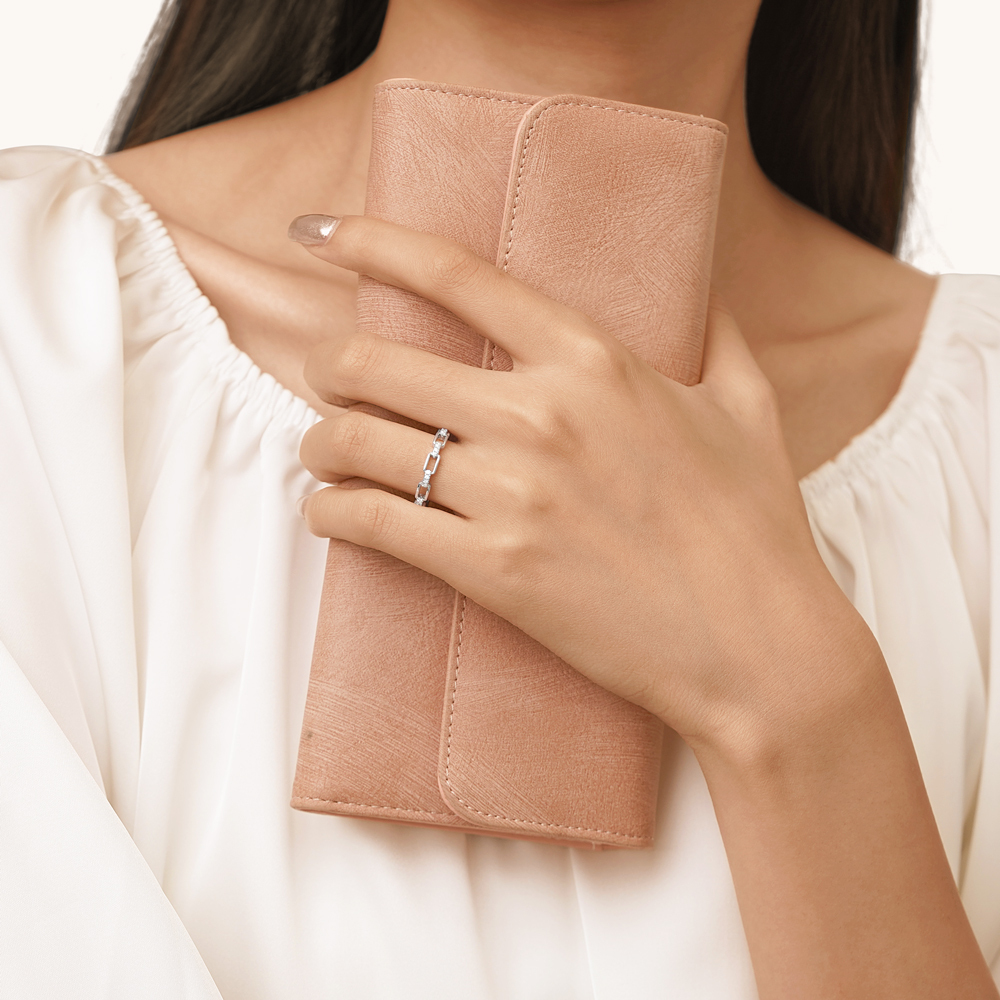 シルバー オープン リンク リング image number 3