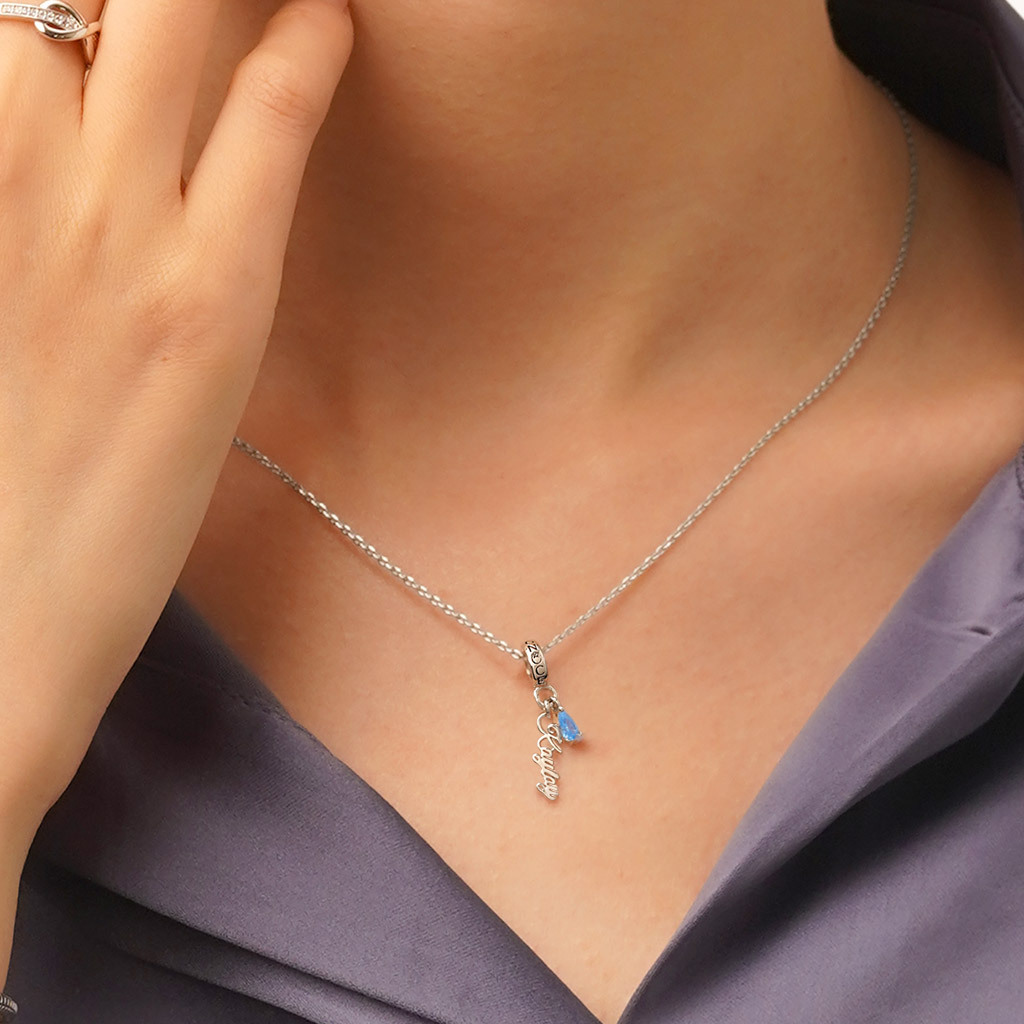 刻印可能な名前誕生石ペンダント image number 5