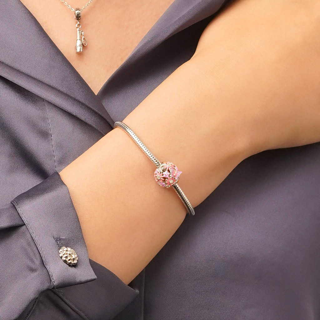 ピンクバタフライフラワーチャーム image number 4