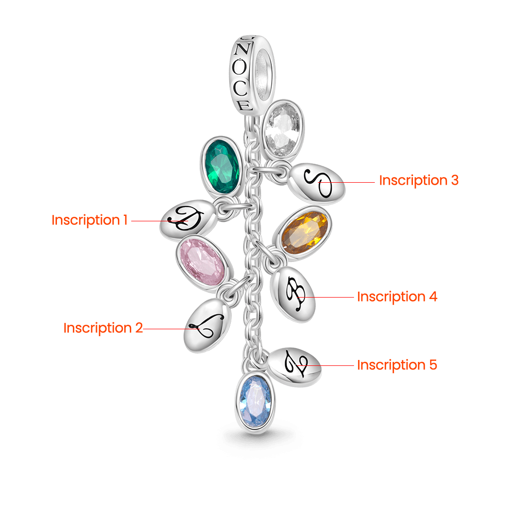 誕生石彫刻可能な葉ペンダント image number 2