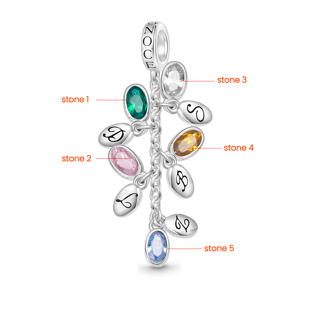 誕生石彫刻可能な葉ペンダント image number 1