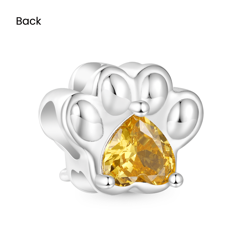 ペットの足跡 ハート誕生石チャーム image number 1