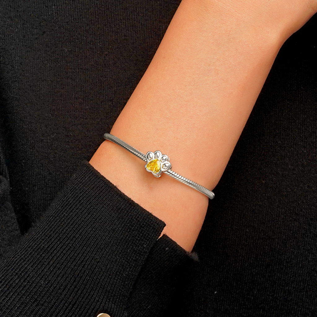 ペットの足跡 ハート誕生石チャーム image number 4