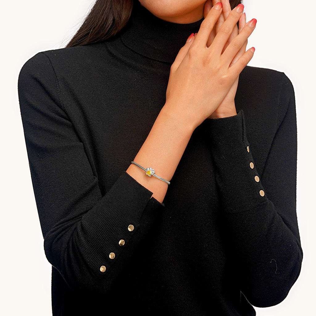 ペットの足跡 ハート誕生石チャーム image number 3