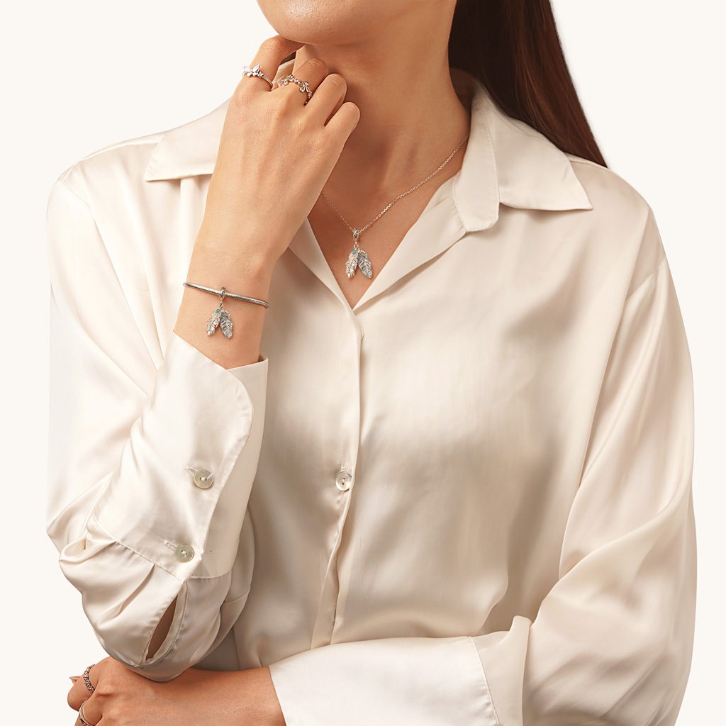 シルバー フェザー ペンダント image number 3