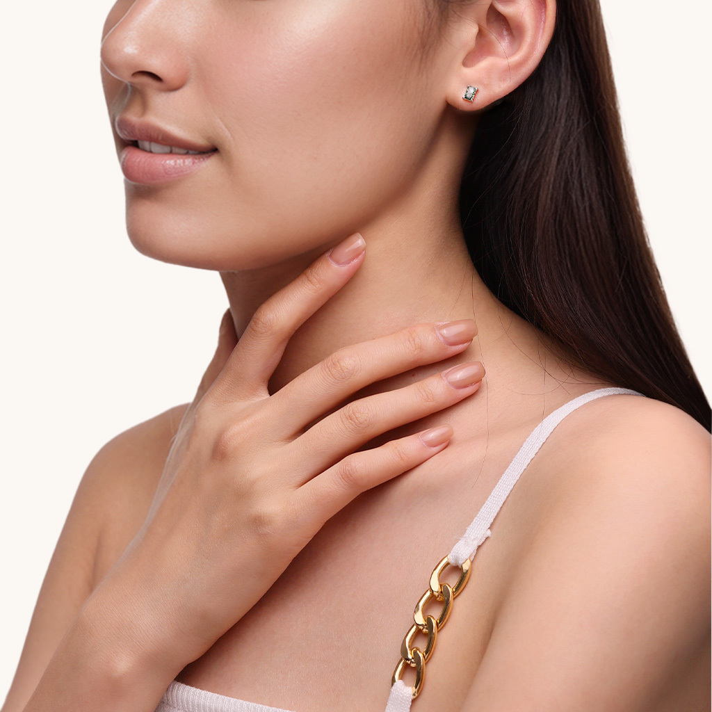 グリーン モス スタッド イヤリング image number 3