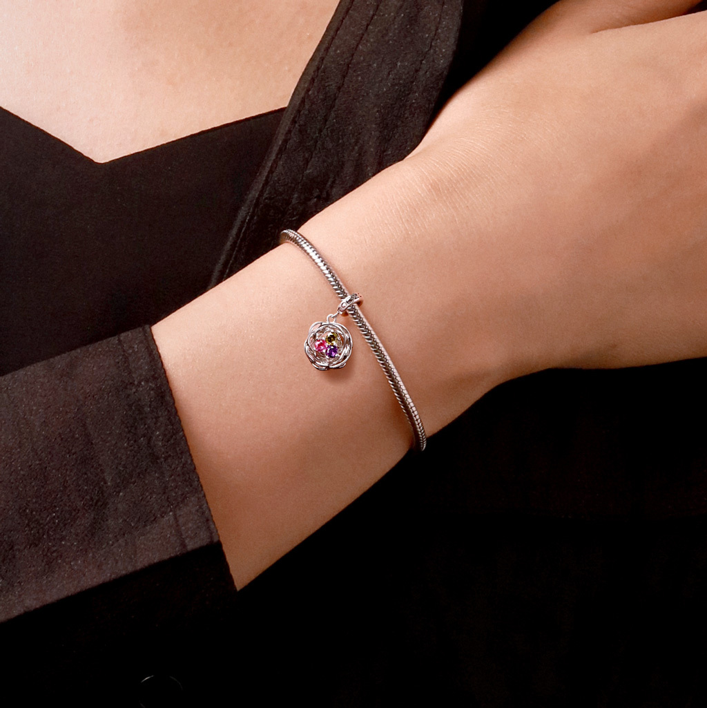 鳥の巣の3つの卵の誕生石ペンダント image number 6