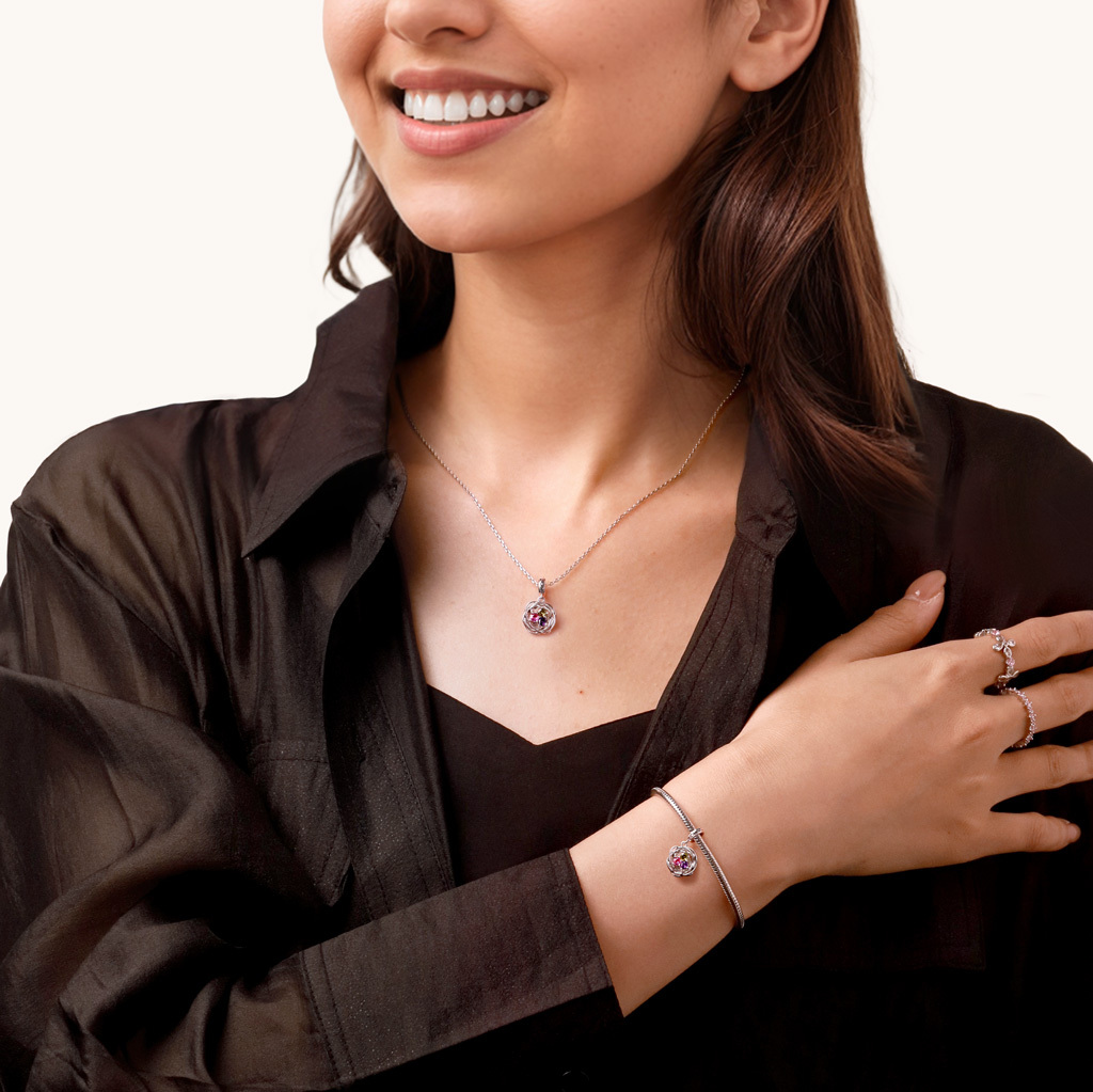 鳥の巣の3つの卵の誕生石ペンダント image number 4