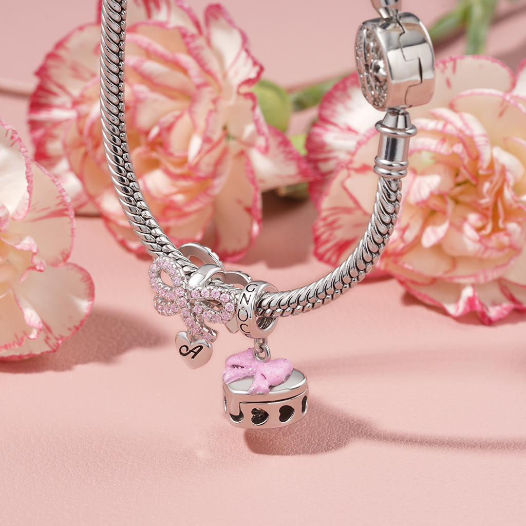 ハートの刻印可能な蝶結びペンダント image number 3