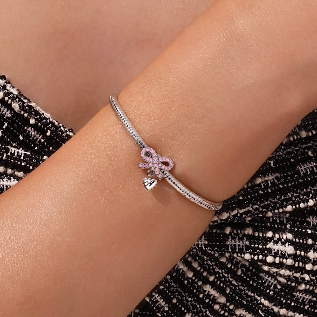 ハートの刻印可能な蝶結びペンダント image number 5