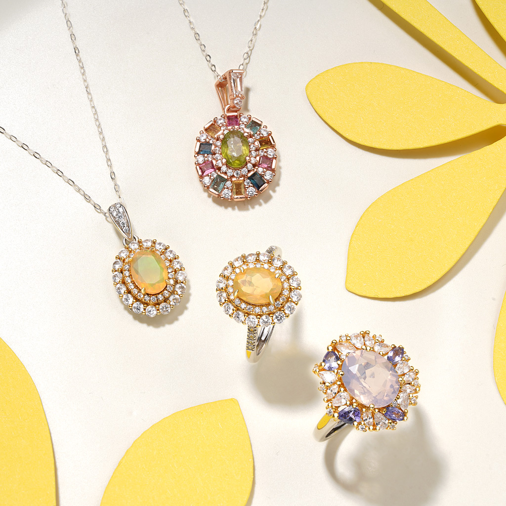 オーバルカットのシトリンオパールネックレス image number 3