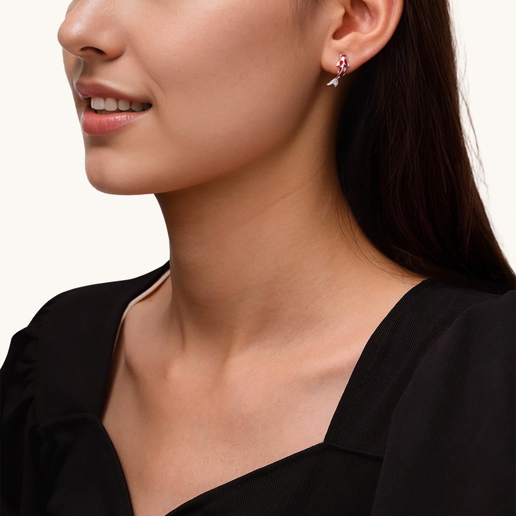 赤い鯉のスタッドピアス image number 3