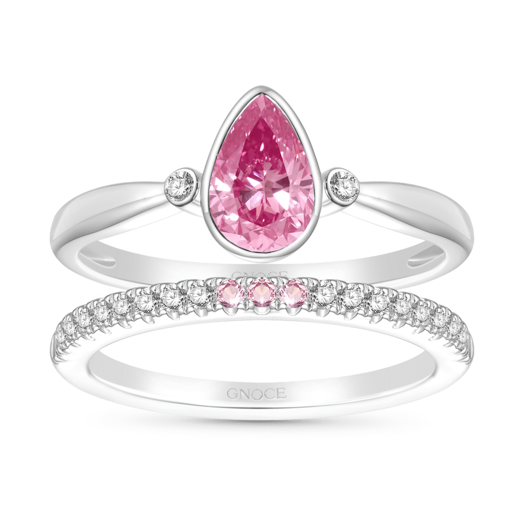 ピンク CZ スタッキング リング セット image number 0