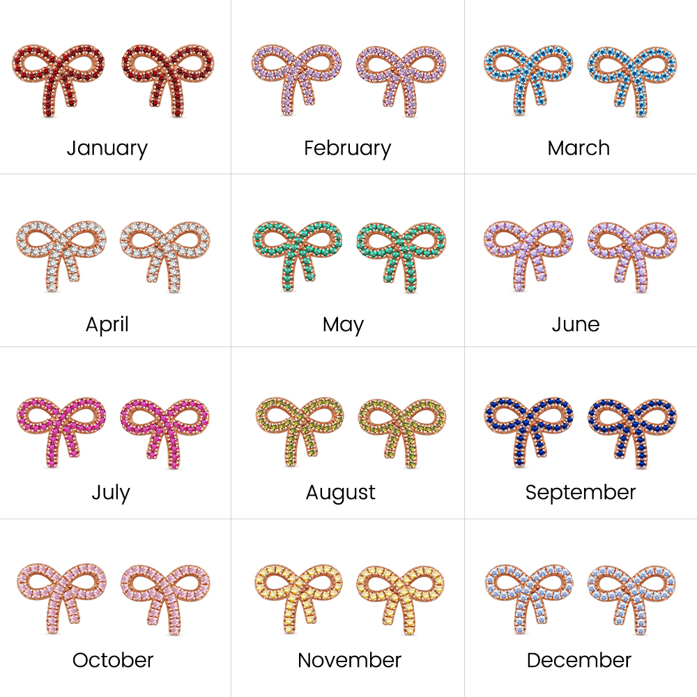 ダイヤモンドボウ誕生石スタッドピアス image number 6