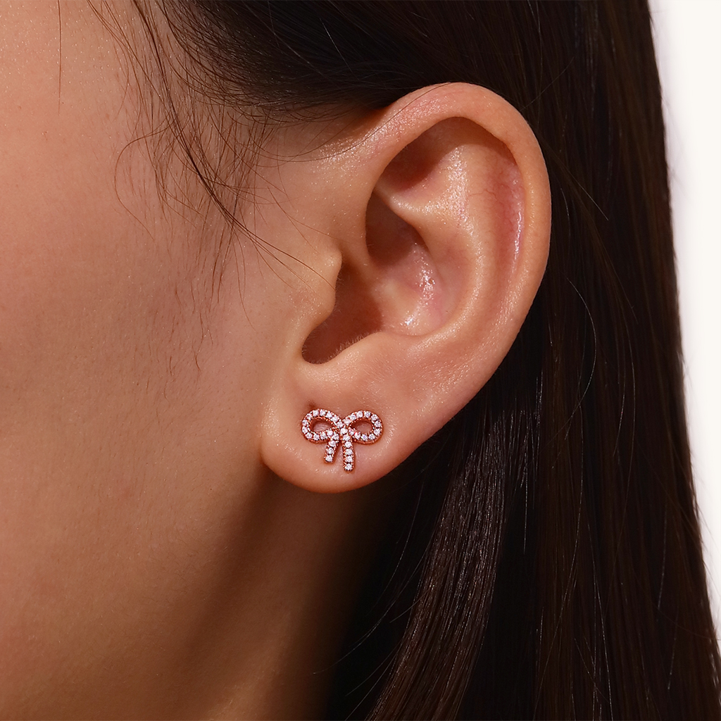 ダイヤモンドボウ誕生石スタッドピアス image number 5