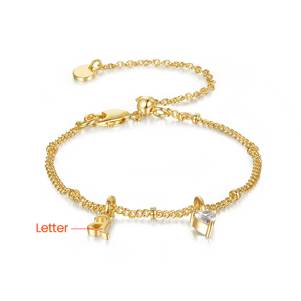 パーソナライズ レター ハート ブレスレット image number 1