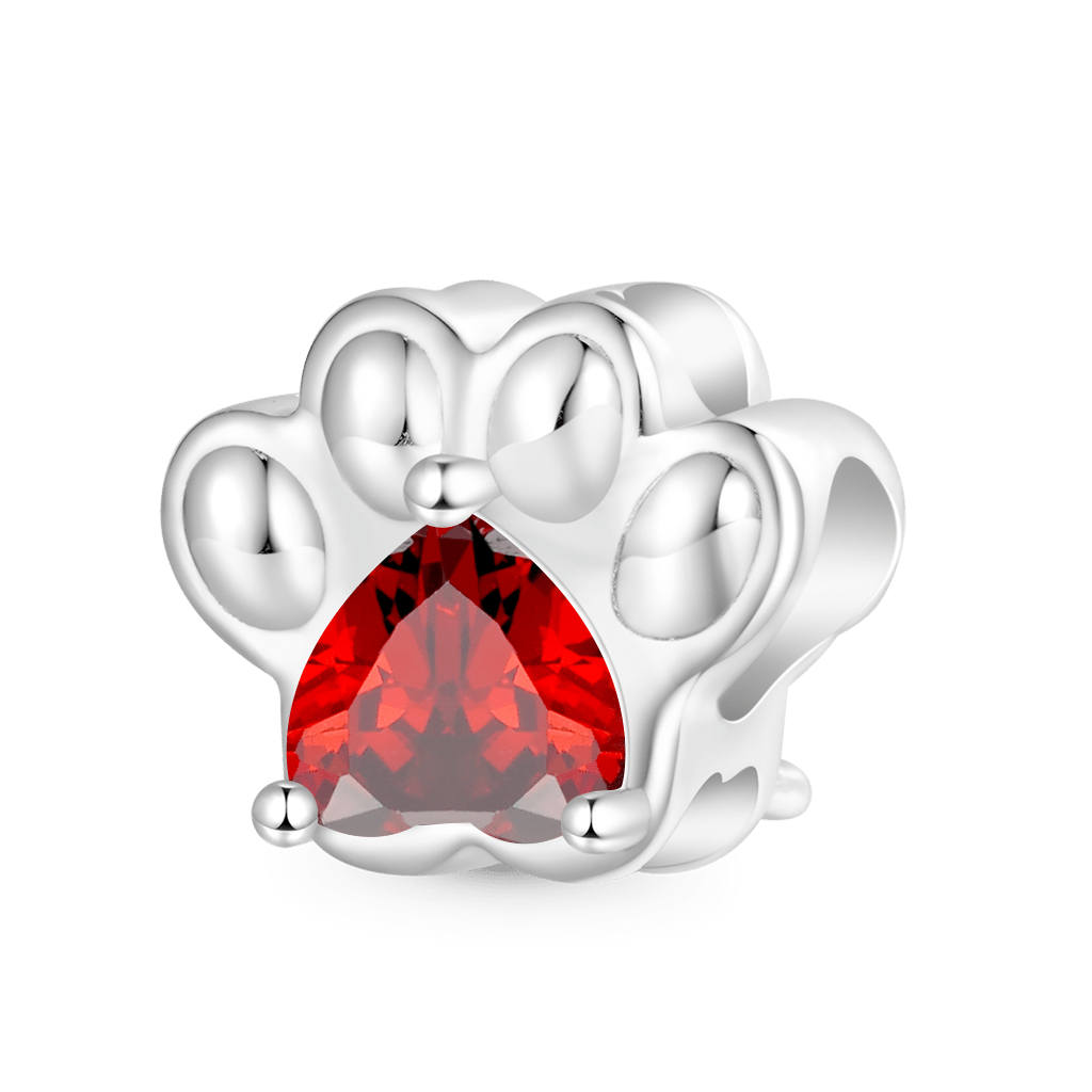 ペットの足跡 ハート誕生石チャーム image number 0