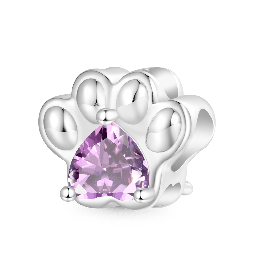 ペットの足跡 ハート誕生石チャーム image number 0