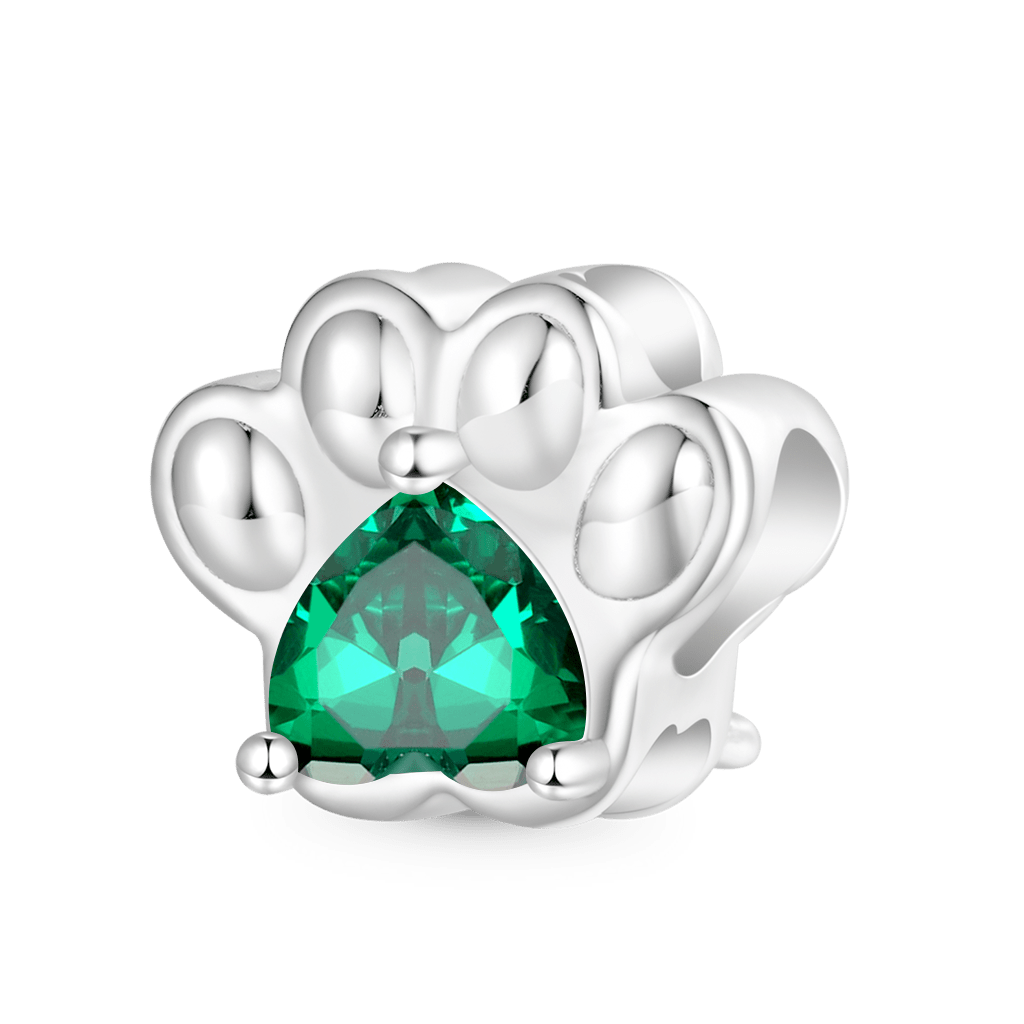 ペットの足跡 ハート誕生石チャーム image number 0