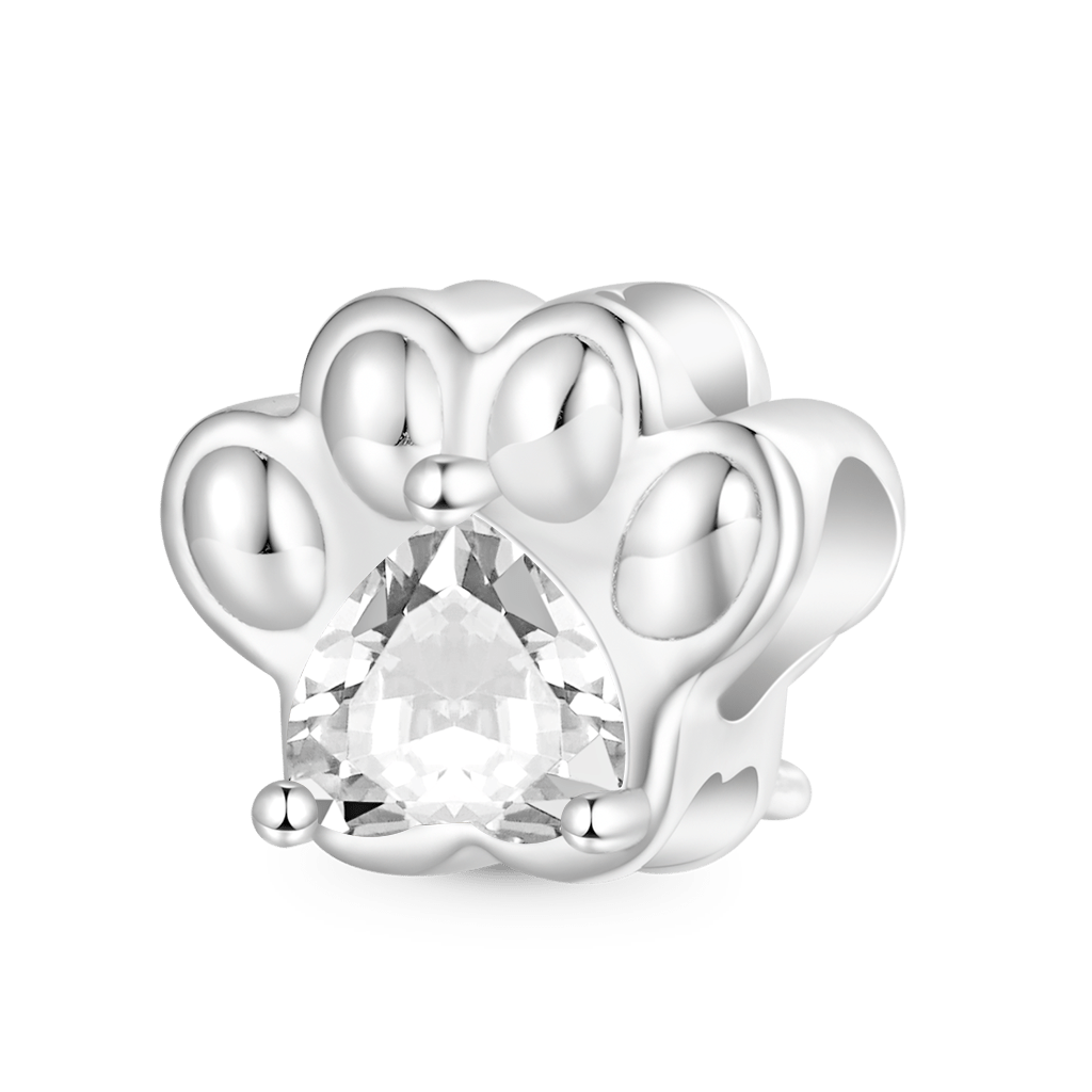 ペットの足跡 ハート誕生石チャーム image number 0