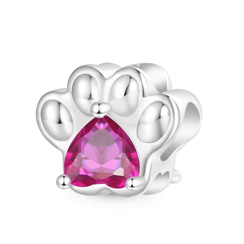 ペットの足跡 ハート誕生石チャーム image number 0