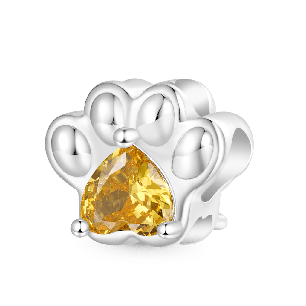 ペットの足跡 ハート誕生石チャーム image number 0