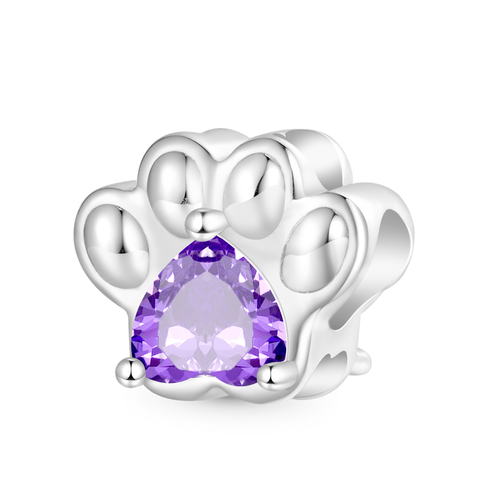 ペットの足跡 ハート誕生石チャーム image number 0