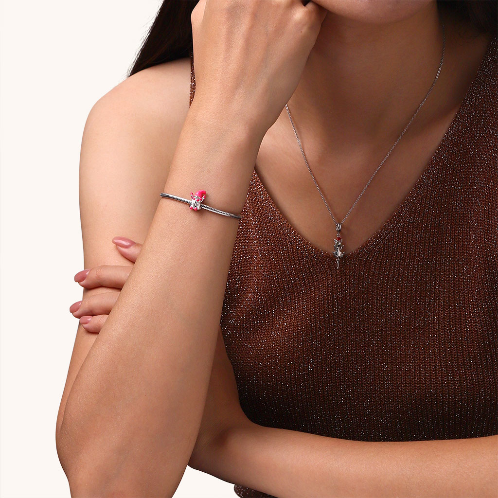 ピンクのハートのノームガールチャーム image number 3