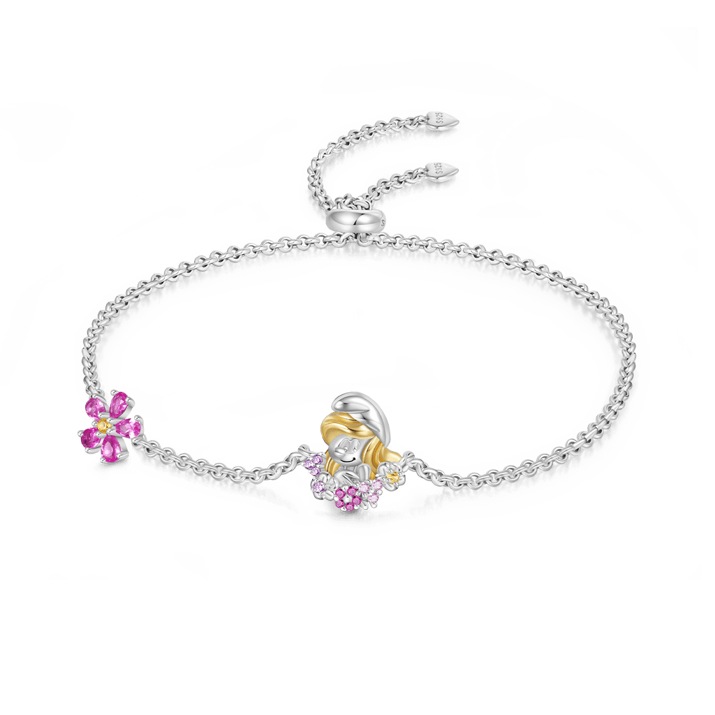 スマーフェット ピンクフラワー サイズ調節可能 ブレスレット image number 0