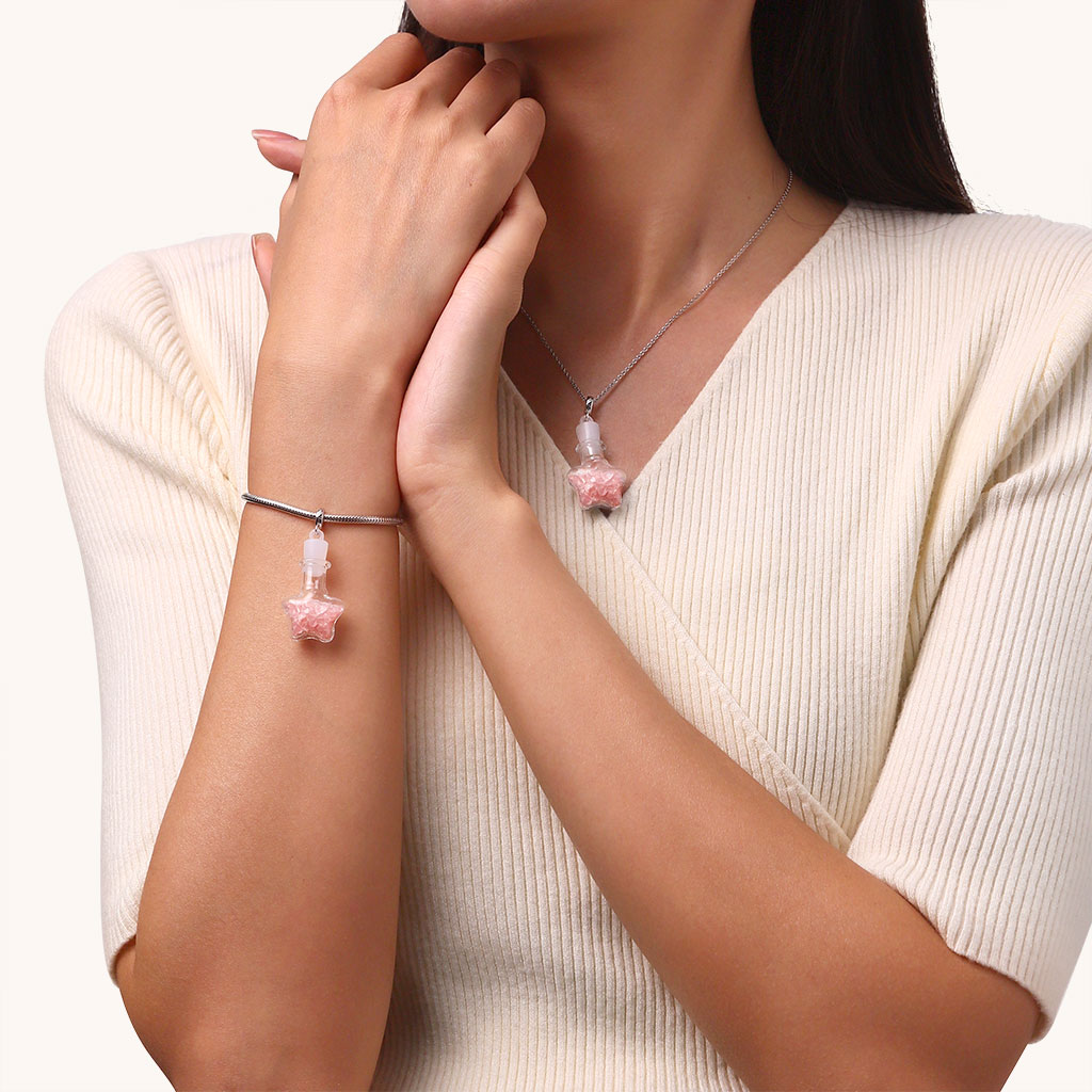 ピンククリスタル ガラスボトルペンダント image number 3