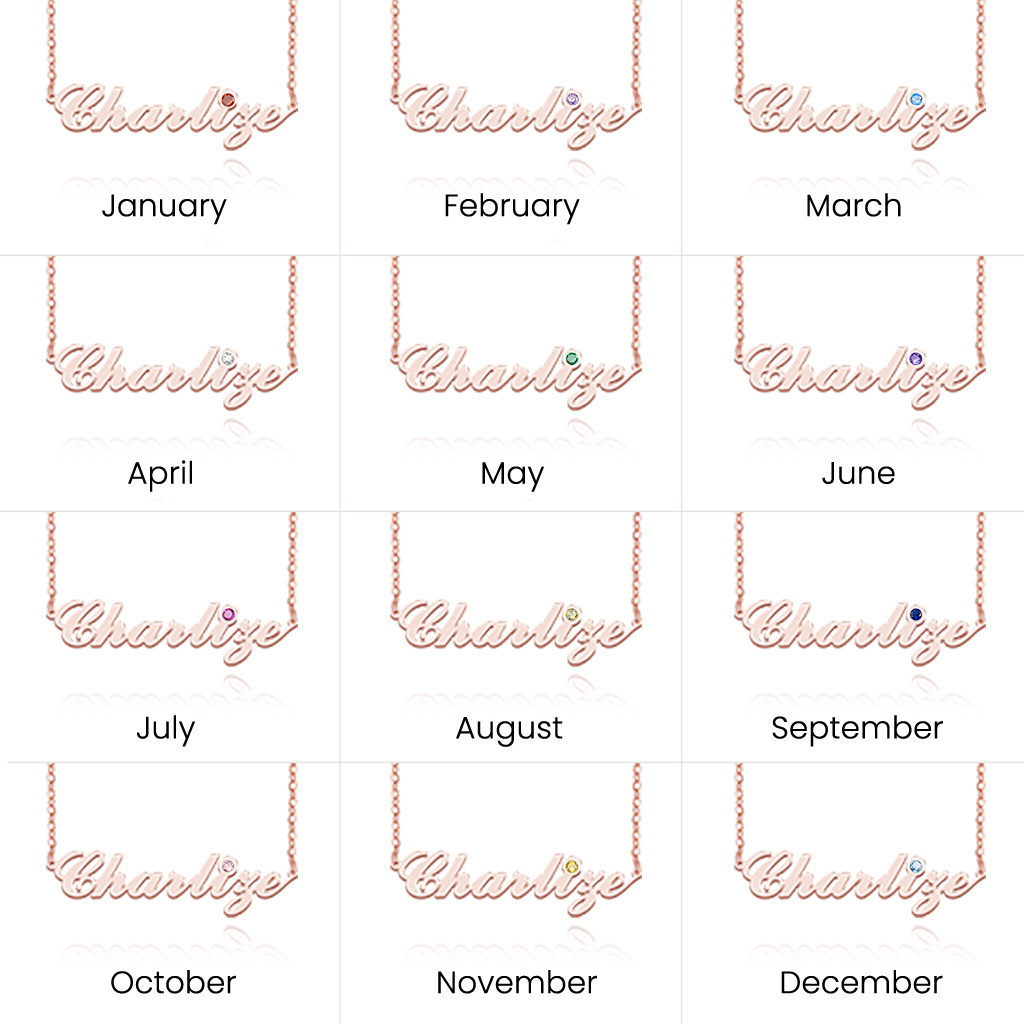 誕生石付きエレガントなネームネックレス image number 7