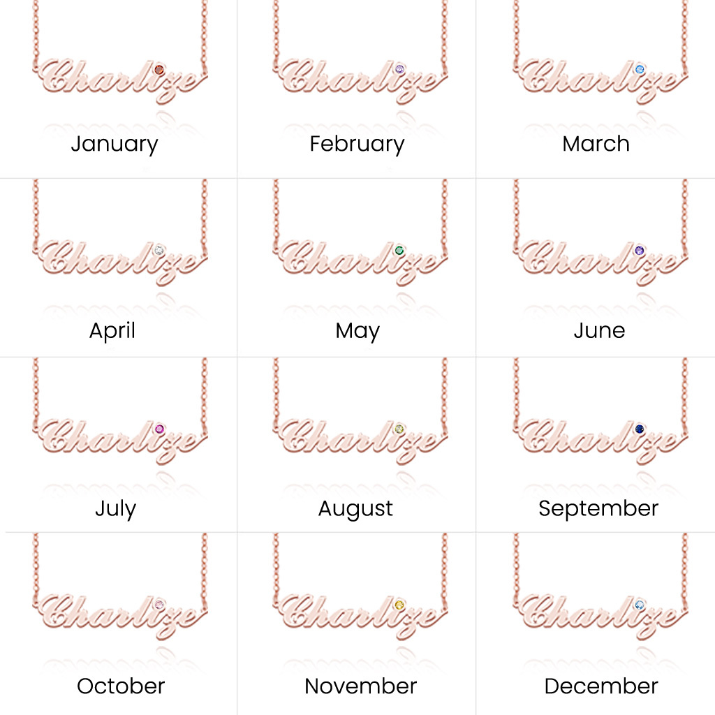 誕生石付きエレガントなネームネックレス image number 7