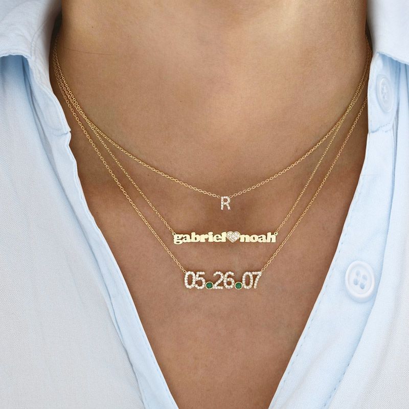 ダイヤモンド付きパーソナライズデートネックレス image number 5
