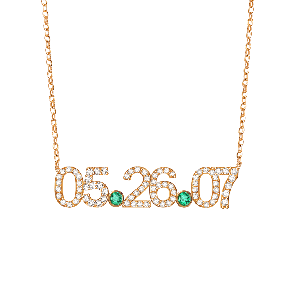 ダイヤモンド付きパーソナライズデートネックレス image number 2