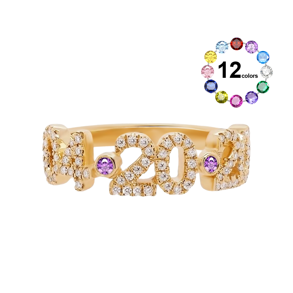 誕生石付きダイヤモンドパヴェデートリング image number 0