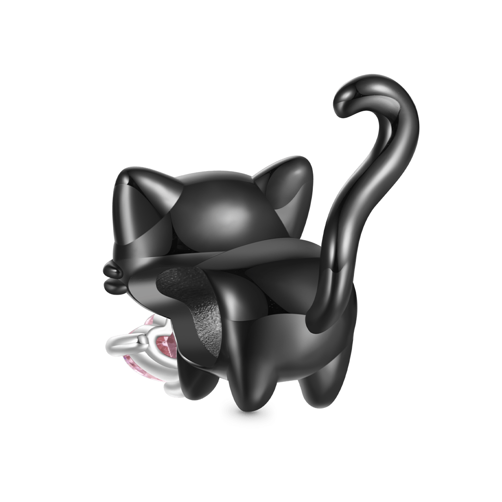 黒猫ハートしっぽチャーム image number 1