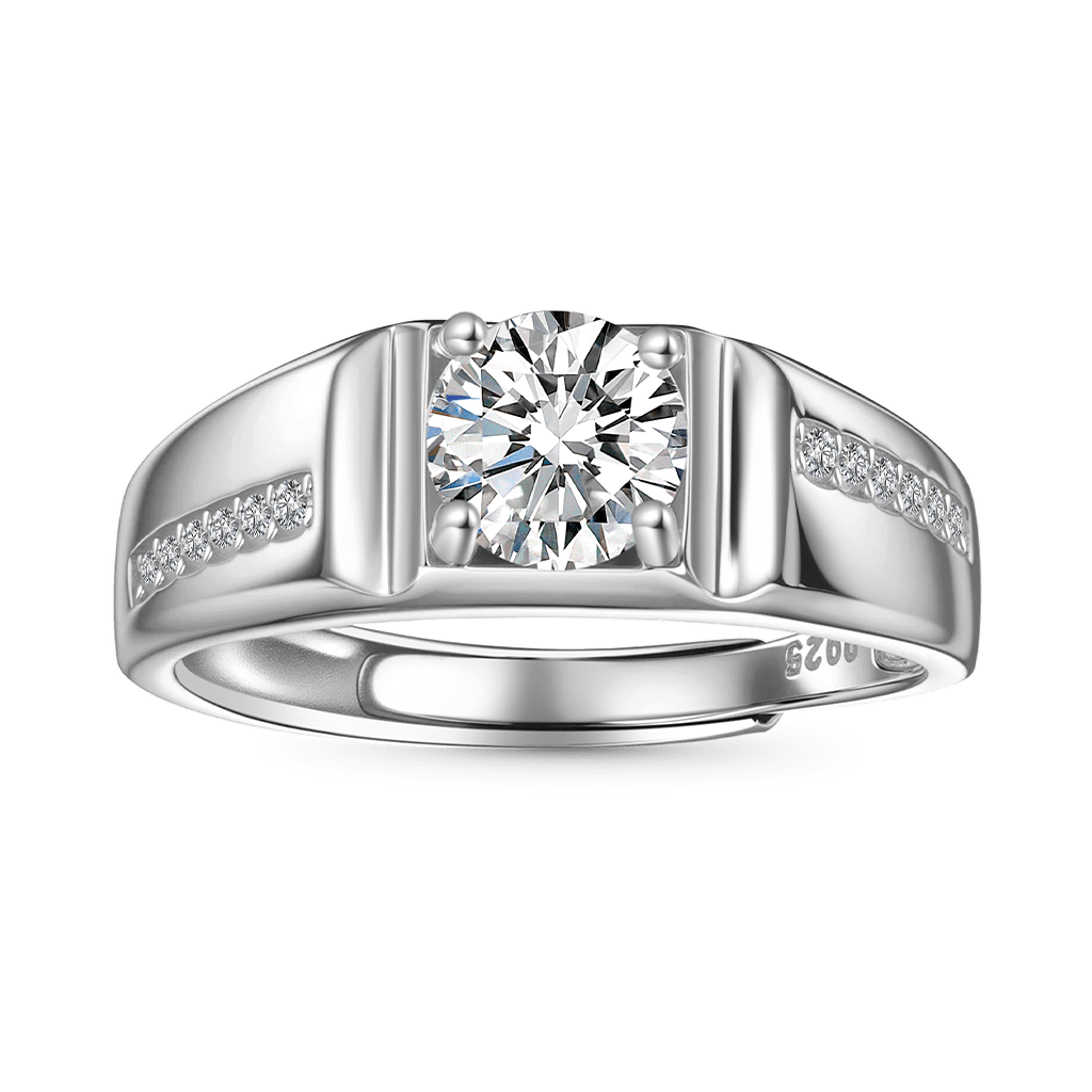 ラグジュアリーな1カラットモアッサナイトのメンズ結婚指輪 image number 0