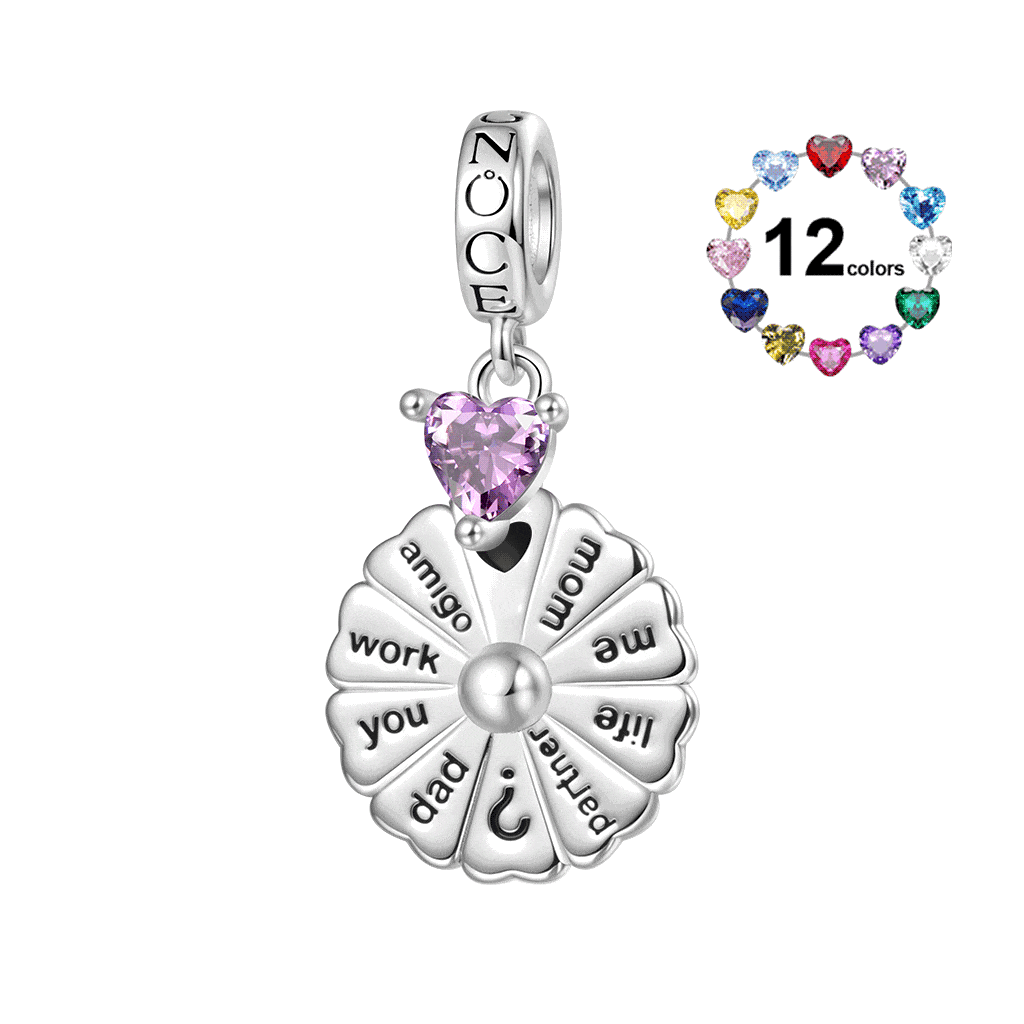 Spinning Turntable Inlaid with Birthstone Pendant image number 0