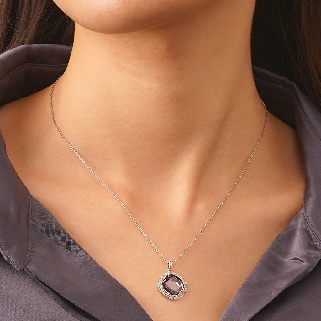 ディープバイオレットパープルダイヤモンドネックレス image number 5